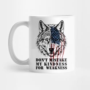 American Flag Wolf Mug